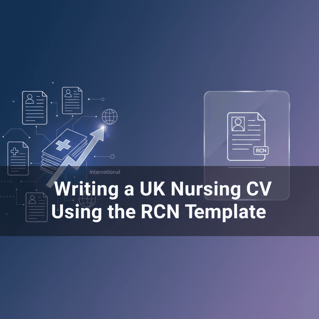 Professional blog header illustration for Writing a UK Nursing CV Using the RCN Template